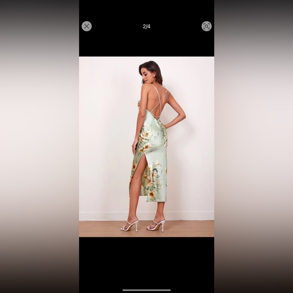 SHEIN BAE Satin Floral Sage - Picture 3 of 3